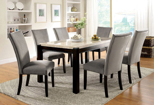Furniture of America - Gladstone 7 Pc. Dining Table Set in Ivory/Dark Walnut - CM3823T-7PC-3744GY View 1