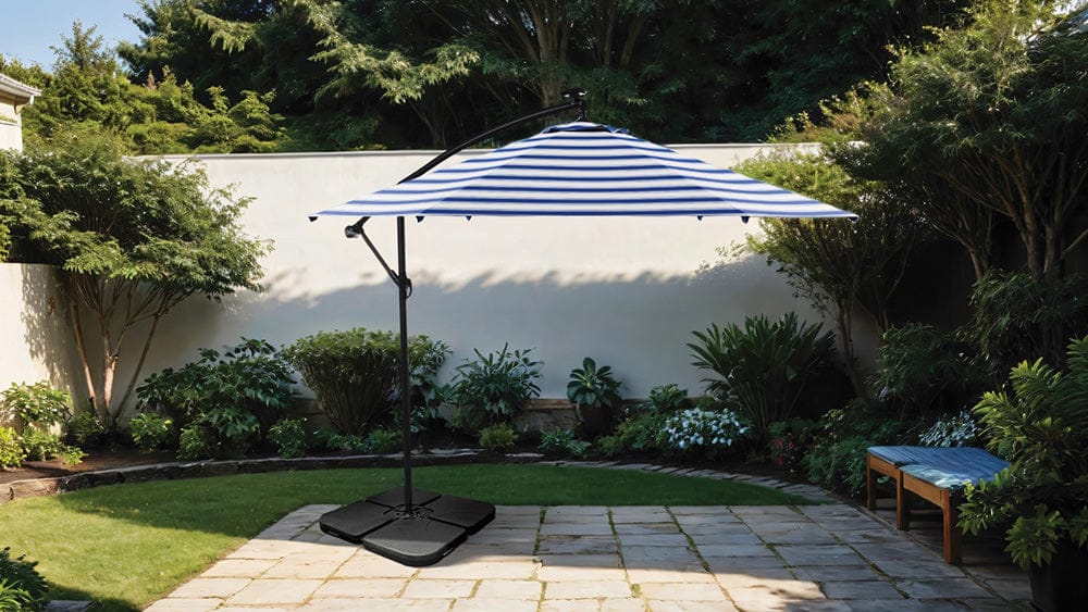 Furniture of America - Glam Cantilever Umbrella in Blue/White/Black - GM-3003BL View 3