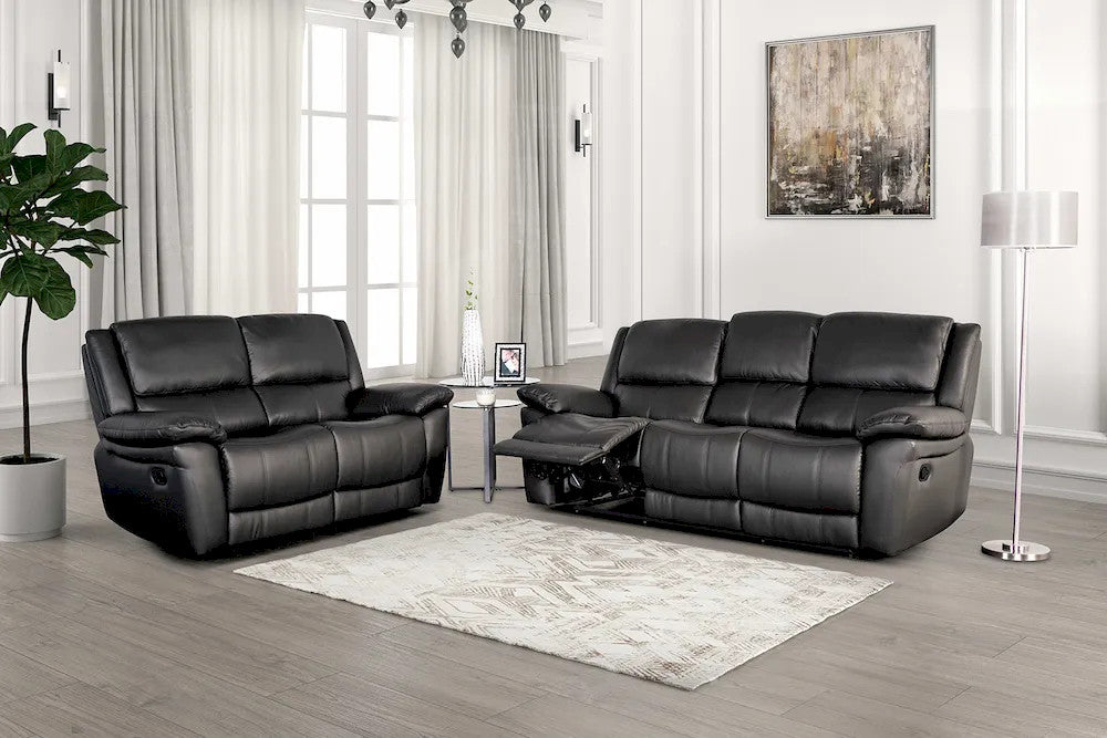 Furniture of America - Glarus - Sofa + Loveseat, Black - FM69003BK-M-2PC view 1