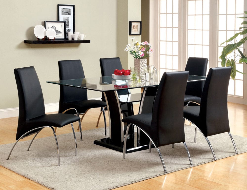 Furniture of America - Glenview 7 Pc. Dining Table Set in Black - CM8372BK-T-7PC-8370 View 1