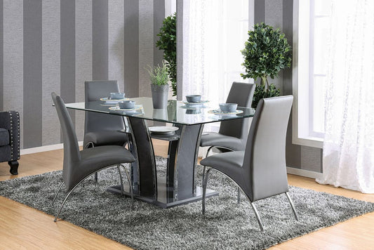 Furniture of America - Glenview 7 Pc. Dining Table Set in Gray/Chrome - CM8372GY-T-7PC View 1