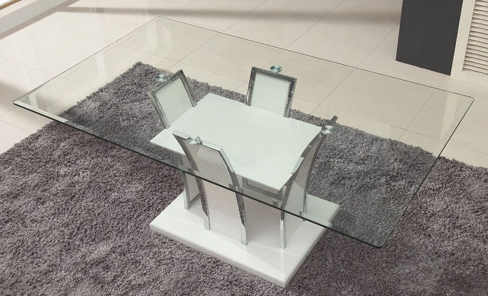 Furniture of America - Glenview Dining Table in Glass, Metal - CM8372WH-T-TABLE View 1
