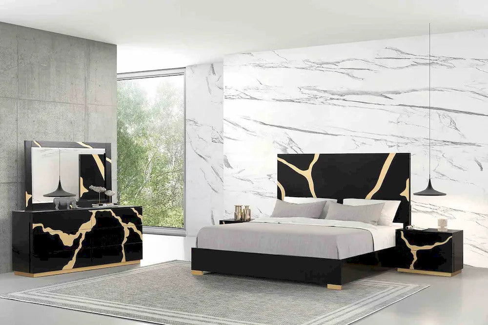 Furniture of America - Goldsberg - 3 Pc. Queen Bedroom Set - Black/Gold - FM7425BK-Q-G-4PC view 1