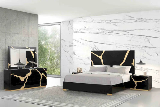 Furniture of America - Goldsberg - 3 Pc. Queen Bedroom Set - Black/Gold - FM7425BK-Q-G-4PC view 1