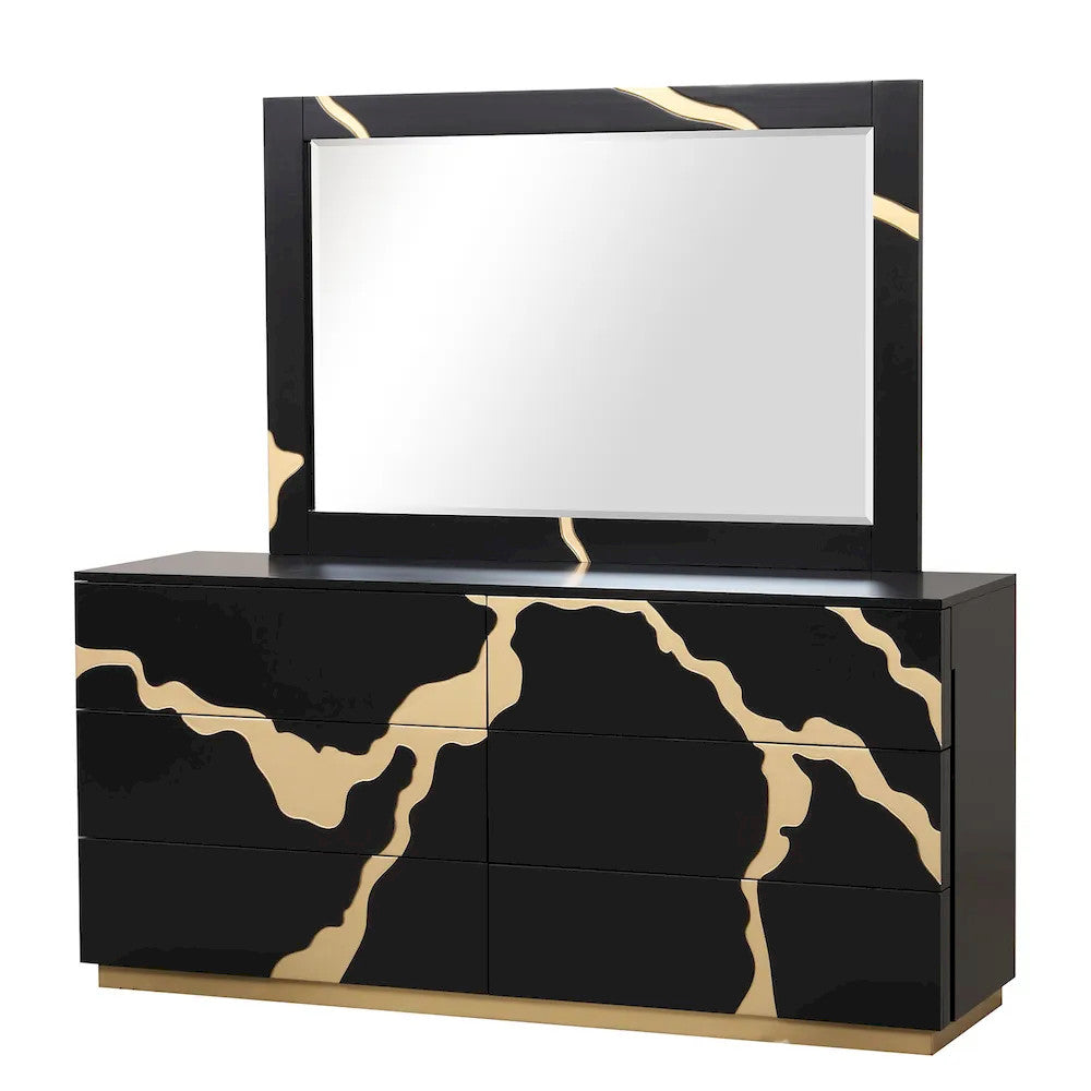 Furniture of America - Goldsberg - 3 Pc. Queen Bedroom Set - Black/Gold - FM7425BK-Q-G-4PC view 2