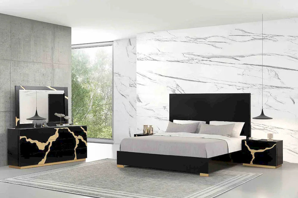 Furniture of America - Goldsberg - 3 Pc. Queen Bedroom Set - Black/Gold - FM7425BK-Q-P-4PC view 1