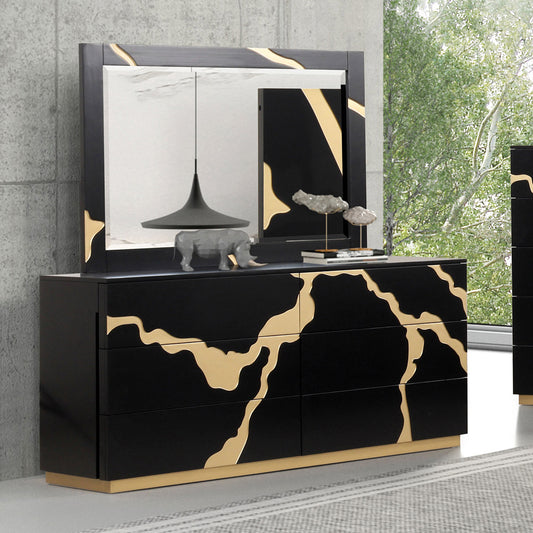 Furniture of America - Goldsberg Dresser in Black/Gold - FM7425BK-D View 2