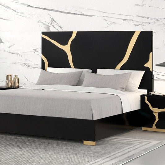 Furniture of America - Goldsberg E.King Bed w/ Gold Trim in Black/Gold - FM7425BK-EK-G-BED View 1