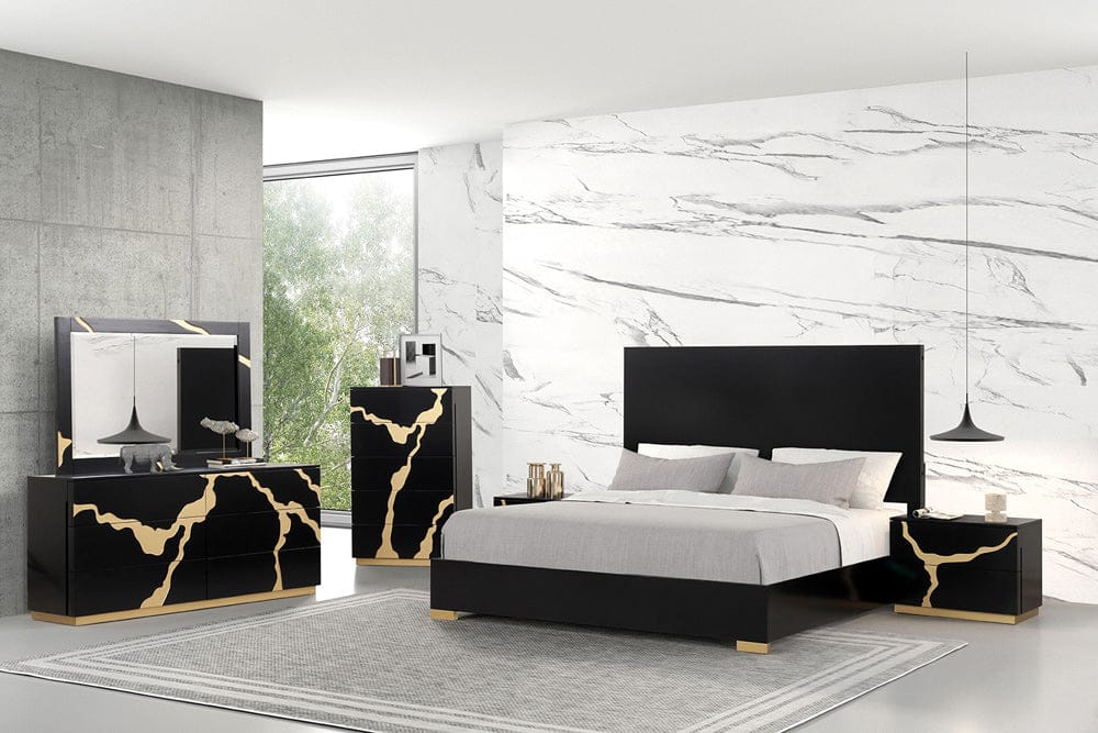Furniture of America - Goldsberg Queen Panel Bed in Black/Gold - FM7425BK-Q-P-BED View 5