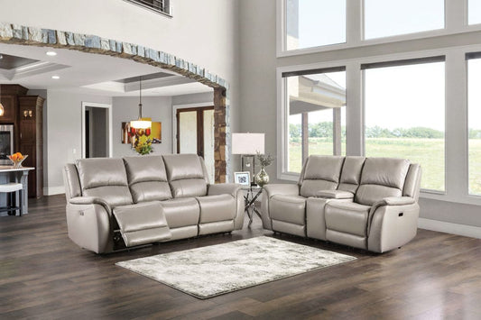 Furniture of America - Gorgius Power Sofa + Loveseat in Light Gray - CM9910ST-PM-2PC View 1