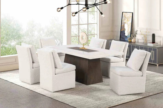 Furniture of America - Grasten - 6 Pc. Dining Table Set, Chair w/ Caster - FM3332DB-T-7PC-00WH view 1
