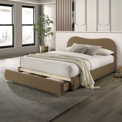 Furniture of America - Grimsby - E. King Bed, Brown Velvet - FM72019BR-EK-BED view 1