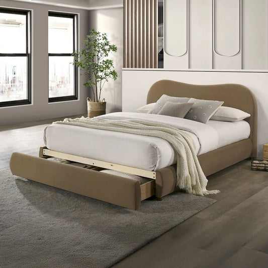 Furniture of America - Grimsby - E. King Bed, Brown Velvet - FM72019BR-EK-BED view 1
