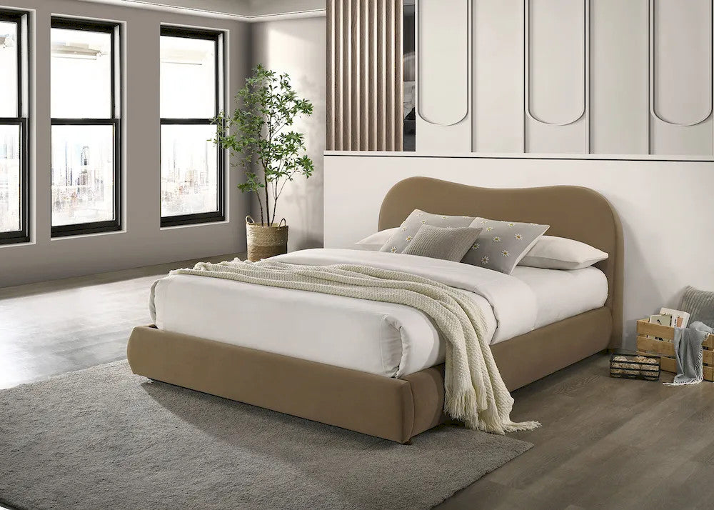 Furniture of America - Grimsby - Queen Bed, Brown Velvet - FM72019BR-Q-BED view 3