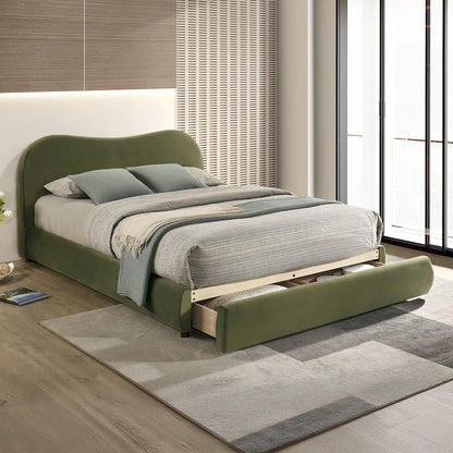 Furniture of America - Grimsby - Queen Bed, Olive Green Velvet - FM72019GR-Q-BED view 1