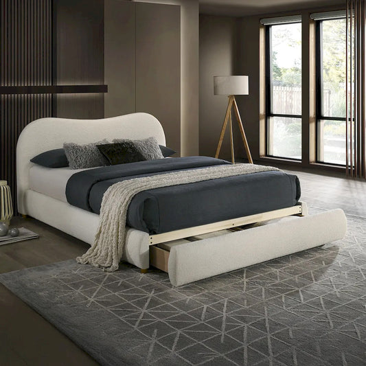 Furniture of America - Grimsby - Queen Bed, White Boucle - FM72019WH-Q-BED view 1