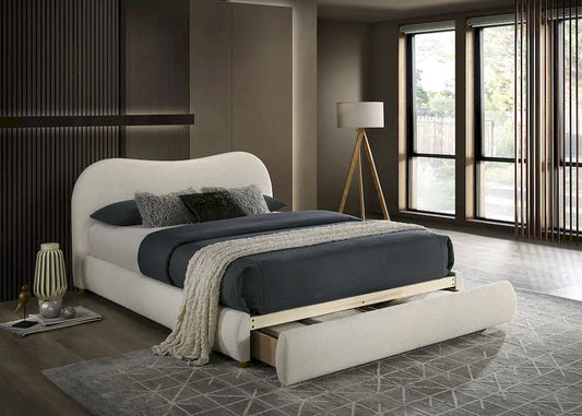 Furniture of America - Grimsby - Queen Bed, White Boucle - FM72019WH-Q-BED view 2