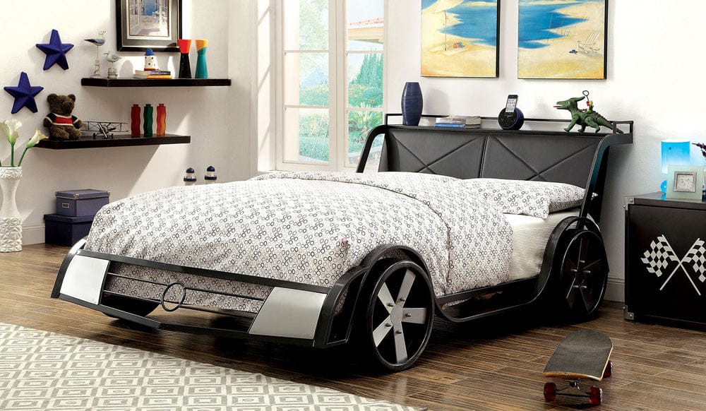 Furniture of America - Gt Racer Full Bed in Silver/Gun Metal - CM7946F-BED View 1