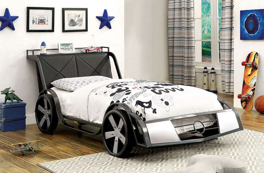 Furniture of America - Gt Racer Twin Bed in Silver/Gun Metal - CM7946-BED View 1