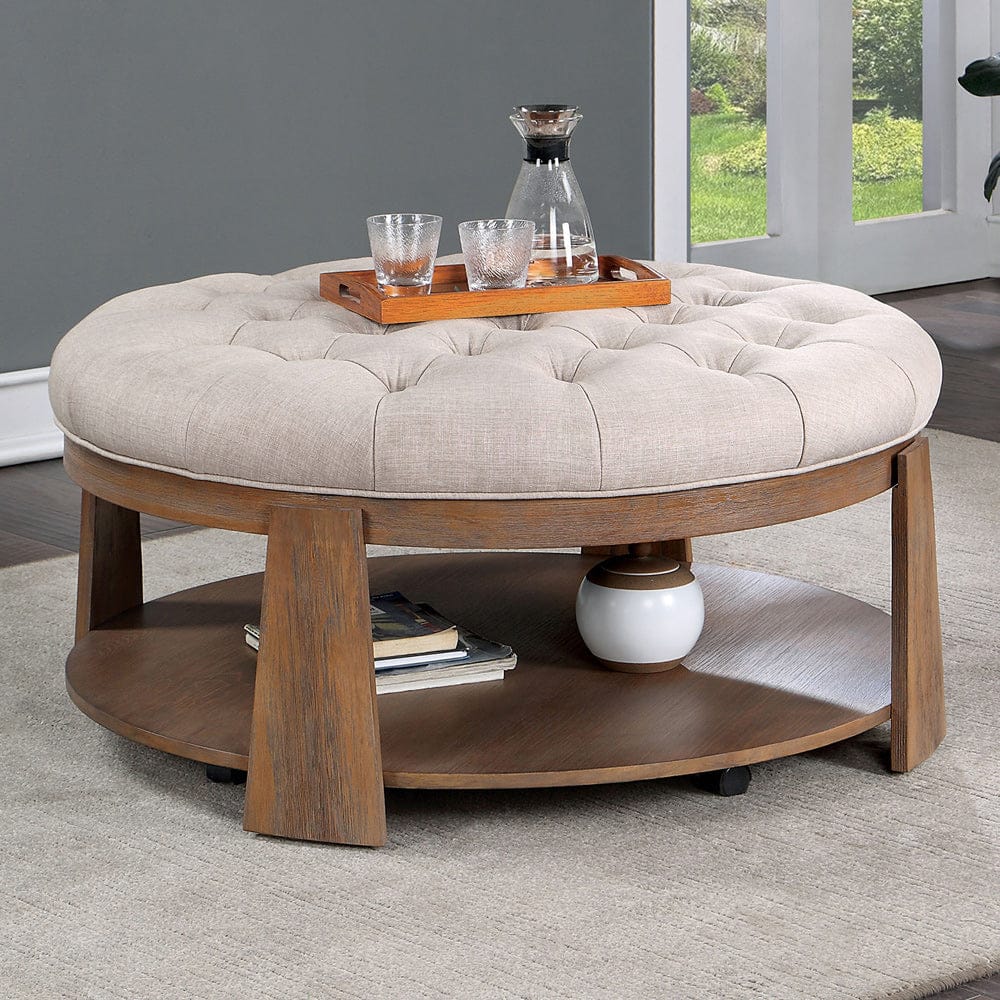 Furniture of America - Guis Round Coffee Table in Natural Tone/Beige - CM4411BG-C View 1
