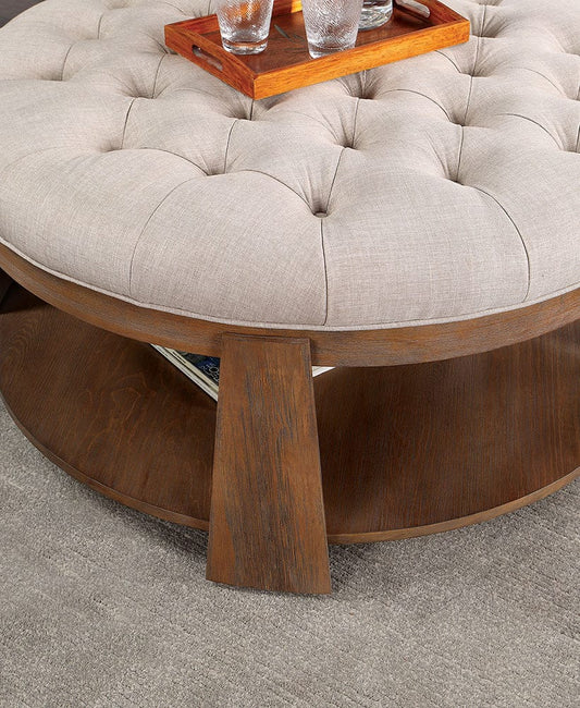 Furniture of America - Guis Round Coffee Table in Natural Tone/Beige - CM4411BG-C View 2