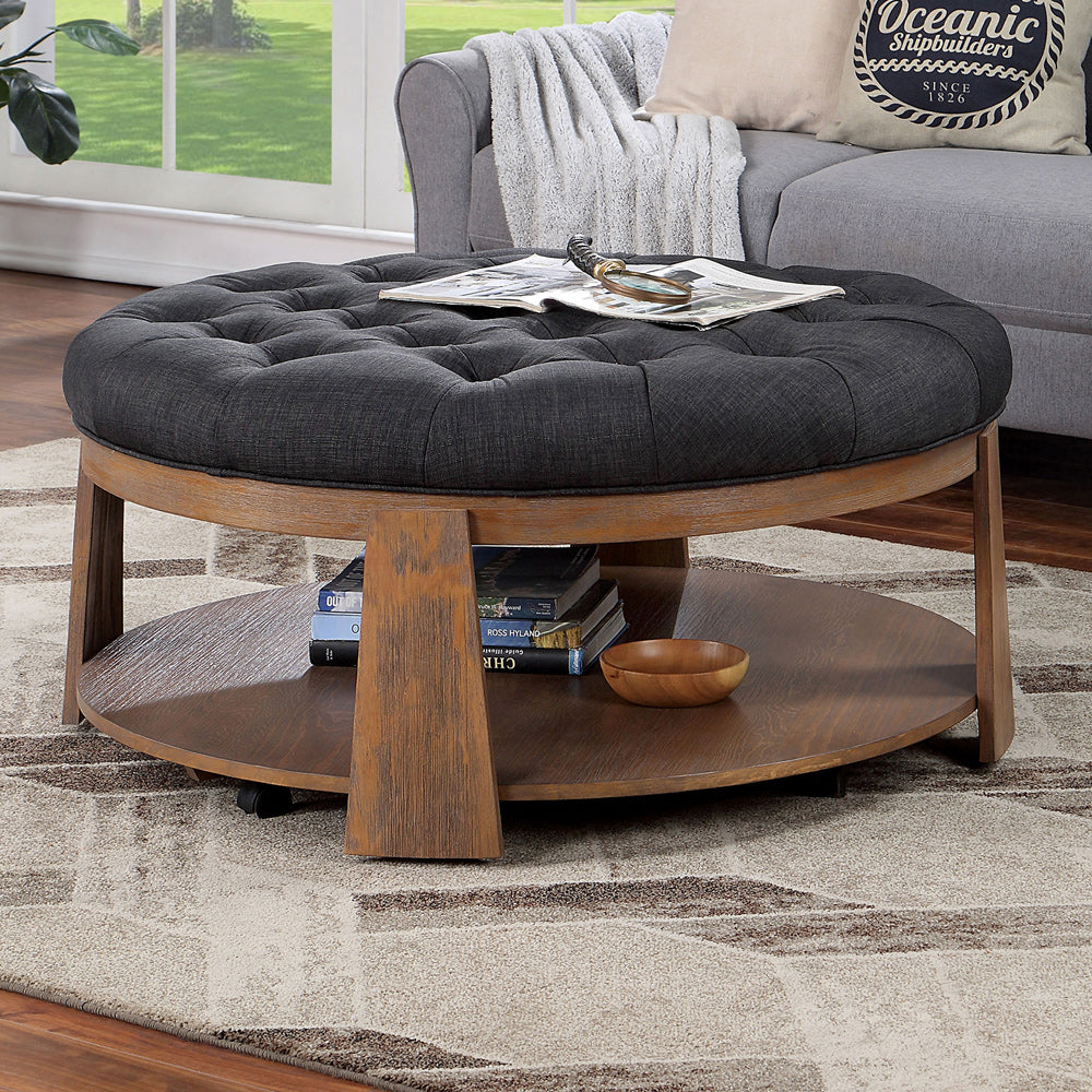 Furniture of America - Guis Round Coffee Table in Natural Tone/Dark Gray - CM4411DG-C View 1