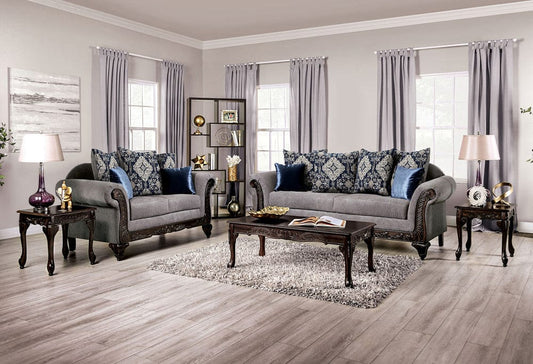 Furniture of America - Gustavo Sofa + Loveseat in Gray/Walnut - SM7306-2PC View 1