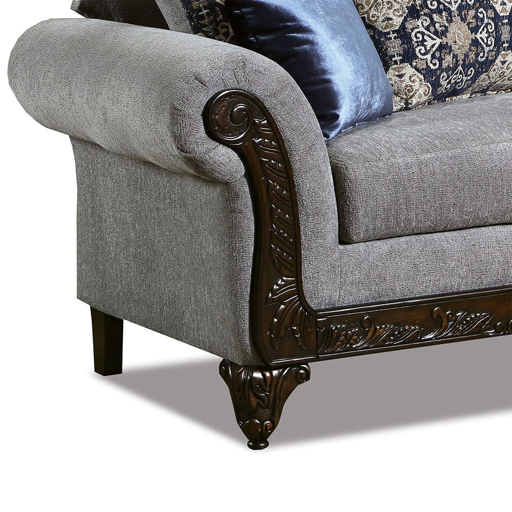 Furniture of America - Gustavo Sofa + Loveseat in Gray/Walnut - SM7306-2PC View 4