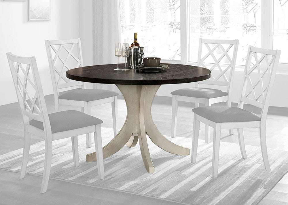 Furniture of America - Haleigh Round Dining Table in Antique White/Dark Walnut - CM3491RT-TABLE View 1