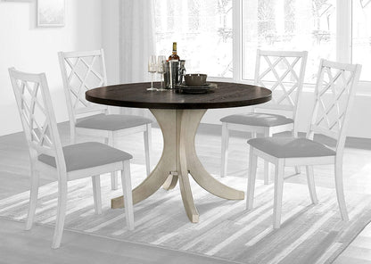 Furniture of America - Haleigh Round Dining Table in Antique White/Dark Walnut - CM3491RT-TABLE View 1