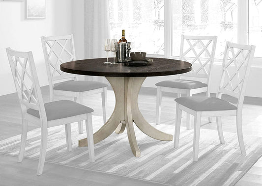 Furniture of America - Haleigh Round Dining Table in Antique White/Dark Walnut - CM3491RT-TABLE View 1