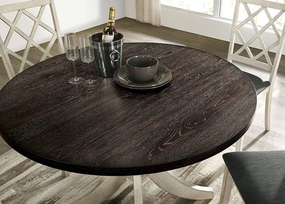 Furniture of America - Haleigh Round Dining Table in Antique White/Dark Walnut - CM3491RT-TABLE View 2