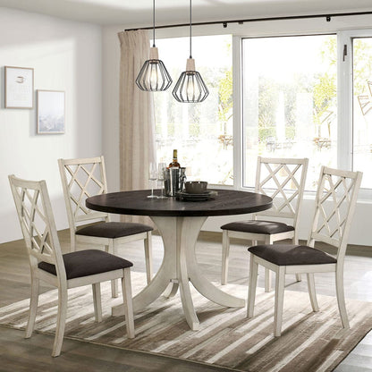 Furniture of America - Haleigh Round Dining Table in Antique White/Dark Walnut - CM3491RT-TABLE View 4