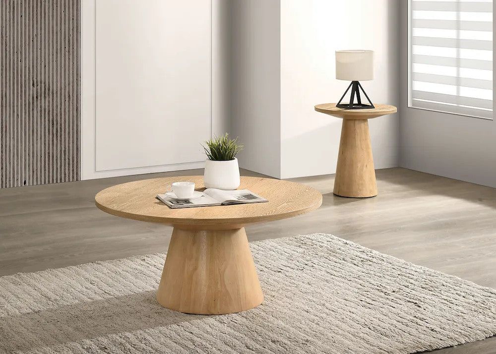 Furniture of America - Halewood - 36" Round Cocktail Table - Oak - FM4222AK-36-C-PK view 3