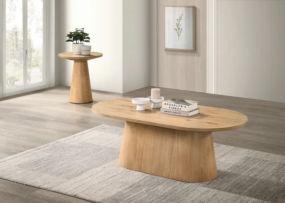 Furniture of America - Halewood - Oval Cocktail Table - Oak - FM4222AK-CO-PK view 5