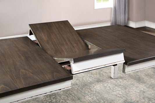 Furniture of America - Halsey Dining Table in Weathered White/Dark Walnut - CM3142T View 2