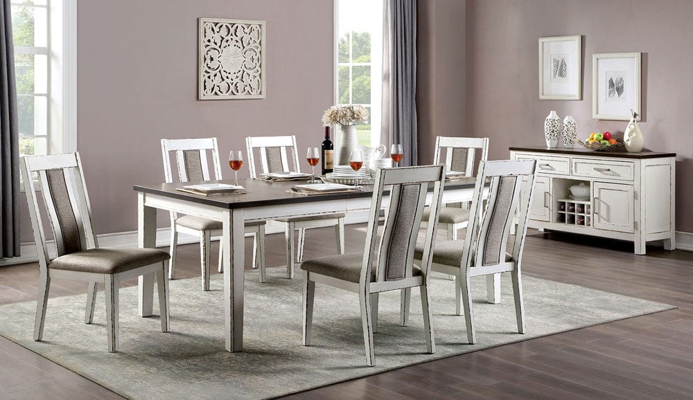 Furniture of America - Halsey Dining Table in Weathered White/Dark Walnut - CM3142T View 4