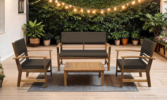 Furniture of America - Hana 4 Pc. Patio Set in Brown/Natural - GM-1020BR-4PK View 1