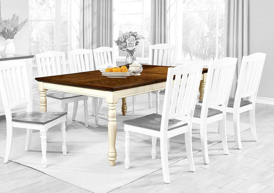 Furniture of America - Harrisburg Dining Table w/ 18" Butterfly Leaf in Vintage White/Dark Oak - CM3216T View 1