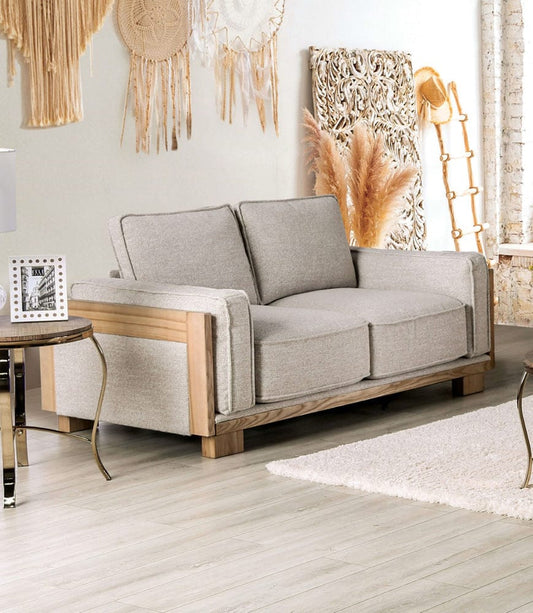 Furniture of America - Harstad Loveseat in Light Brown/Natural - CM9983LB-LV View 1