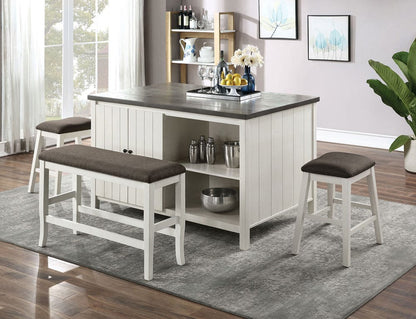 Furniture of America - Heidelberg 4 Pc. Counter Ht. Table Set w/ Bench in Off-White/Dark Gray - CM3498PT-4PC View 1