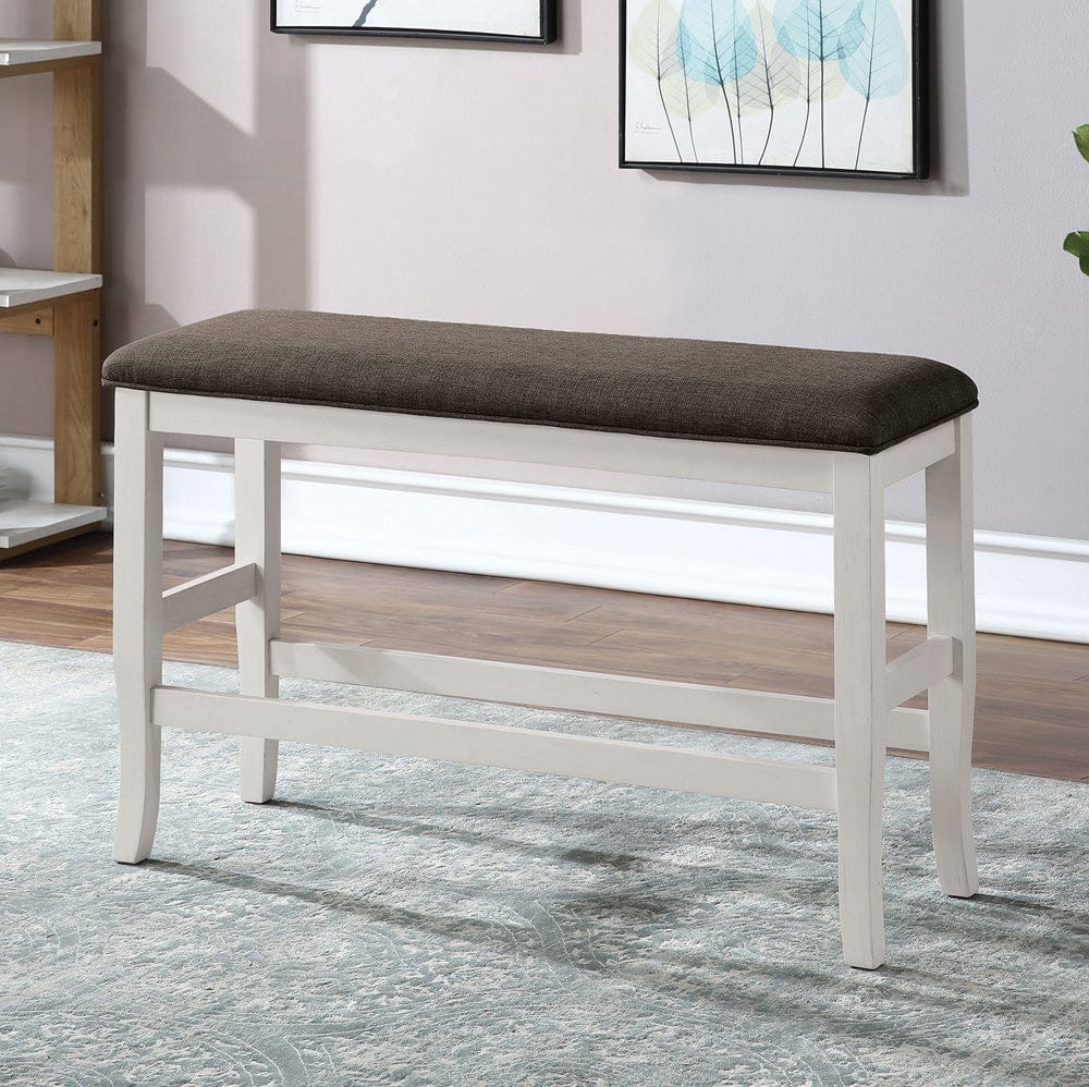 Furniture of America - Heidelberg Counter Ht. Bench in Off-White/Dark Gray - CM3498PBN View 1