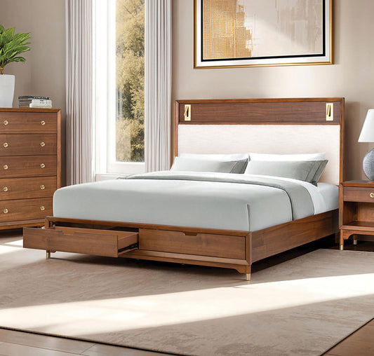 Furniture of America - Hepburne E.King Bed Storage in Walnut - FM74000WN-EK-ST-BED View 1