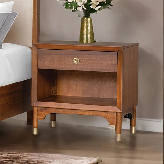 Furniture of America - Hepburne Nightstand w/ USB & LED in Walnut - FM74000WN-N View 1