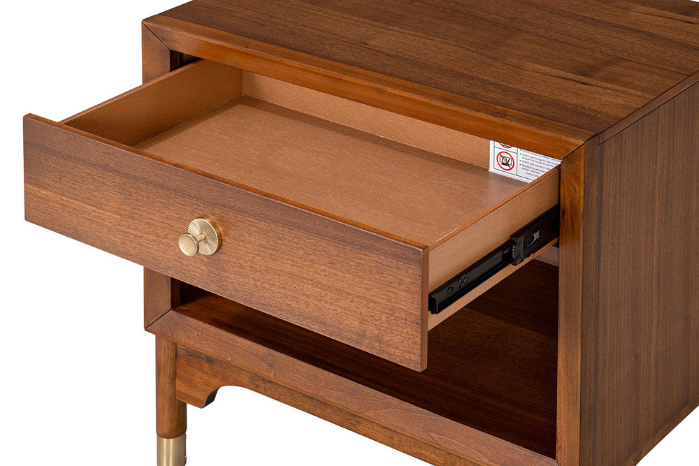 Furniture of America - Hepburne Nightstand w/ USB & LED in Walnut - FM74000WN-N View 2