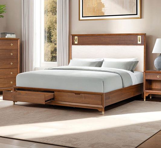 Furniture of America - Hepburne Queen Bed Storage in Walnut - FM74000WN-Q-ST-BED View 1