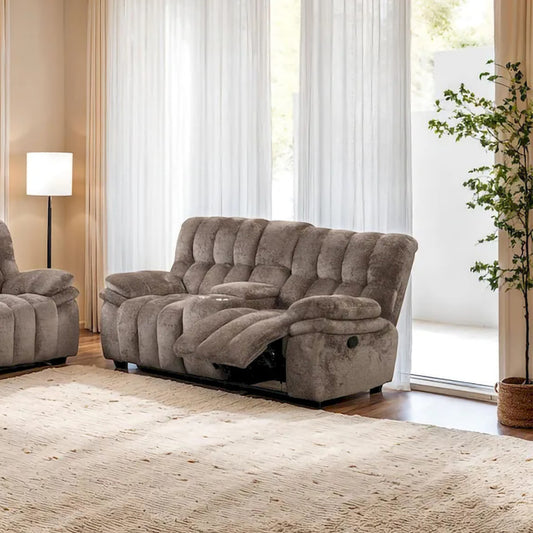 Furniture of America - Hieronymus - Manual Loveseat w/ Console, Dark Brown - FM64001DB-LV-M view 1