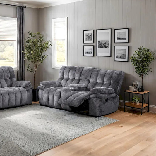 Furniture of America - Hieronymus - Manual Loveseat w/ Console, Dark Gray - FM64001DG-LV-M view 1