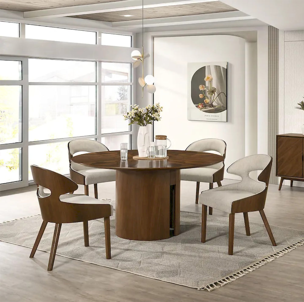 Furniture of America - Hillerod - 5 Pc. Round Dining Table Set - FM32006WN-RT-5PC view 1