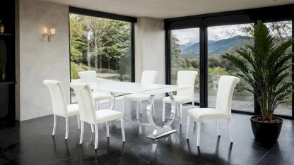 Furniture of America - Holbaek - 6 Pc. Dining Table Set, Silver - 80", SW Chair - FM37008SV-T-7PC-07SW view 2